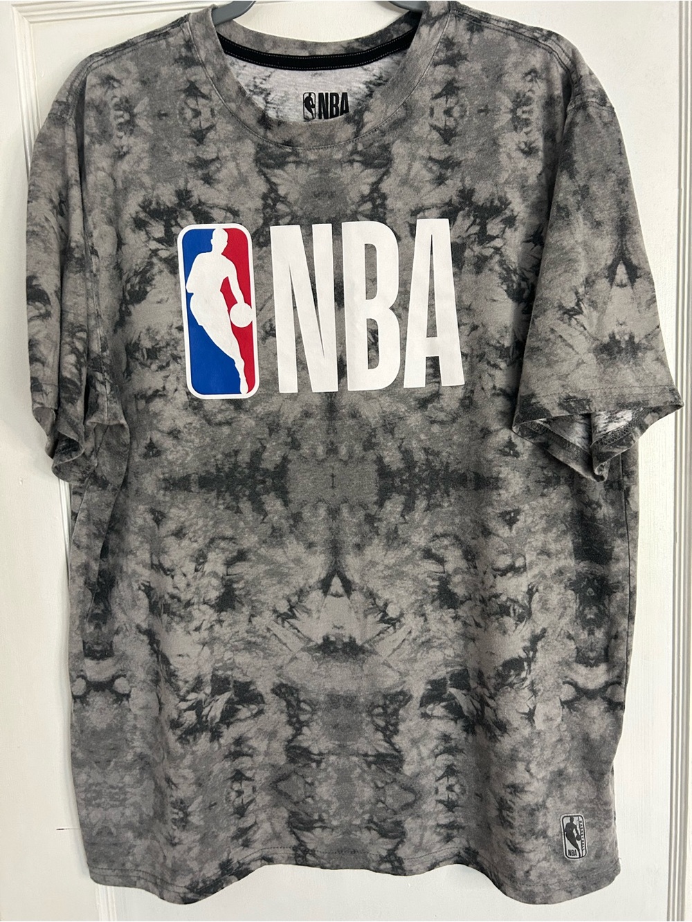 NBA Gray Black Tie-Dye Short Sleeve Logo Tee